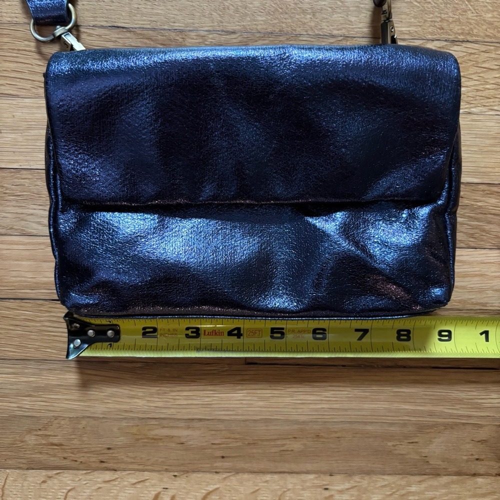 Anthropologie Shiny Navy Crossbody Purse Removable braided strap Cocktail Fairy - Picture 4 of 10